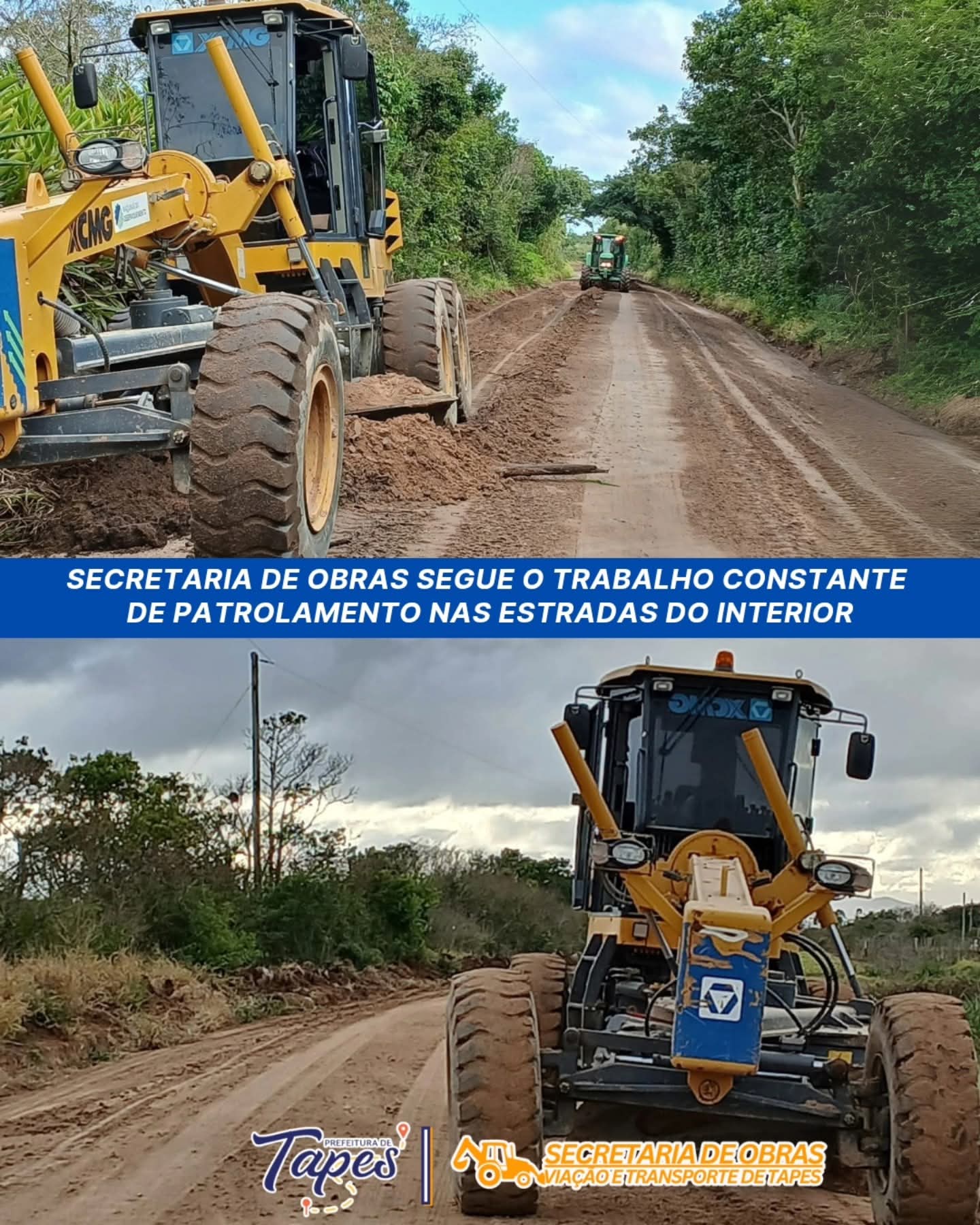 SECRETARIA DE OBRAS SEGUE COM PATROLAMENTO NAS ESTRADAS DO INTERIOR