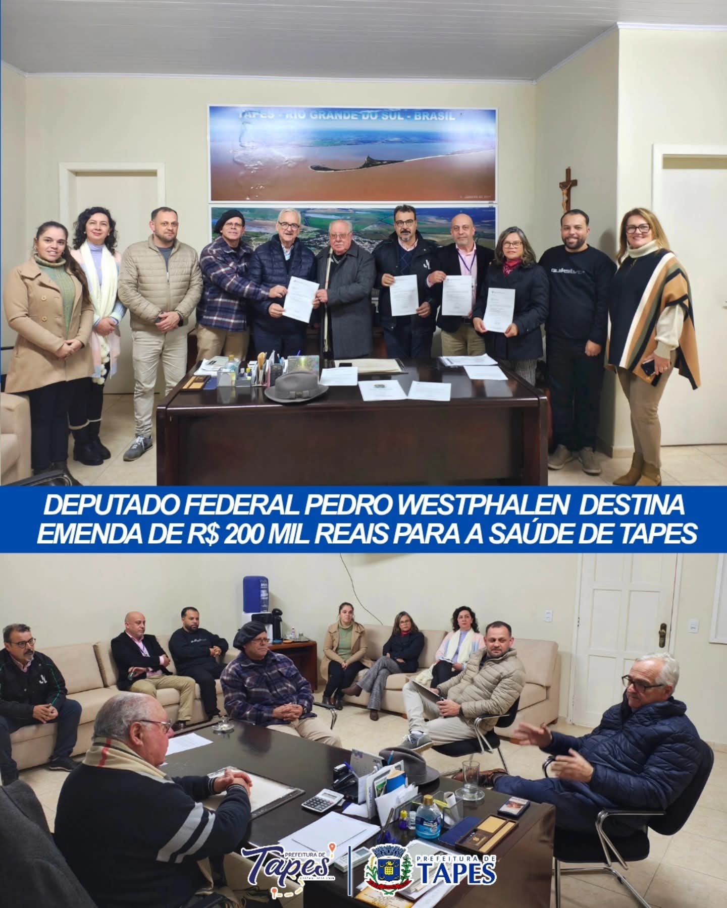 DEPUTADO PEDRO WESTPHALEN VISITA TAPES E DESTINA EMENDA DE  R$ 200 MIL PARA O PROGRAMA MAIS ACESSO A ESPECIALISTAS (PMAE)