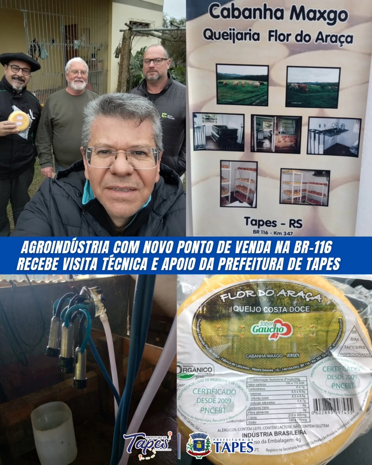 AGROINDÚSTRIA COM NOVO PONTO DE VENDA NA BR-116 RECEBE VISITA TÉCNICA E APOIO DA PREFEITURA DE TAPES