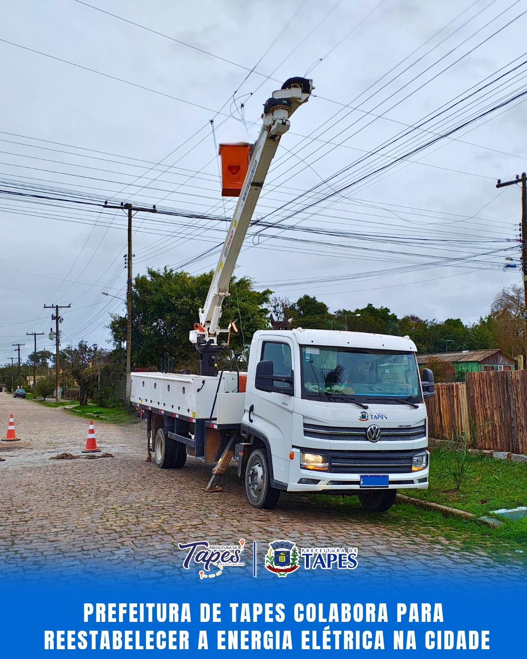 PREFEITURA DE TAPES COLABORA PARA REESTABELECER A ENERGIA ELÉTRICA NA CIDADE