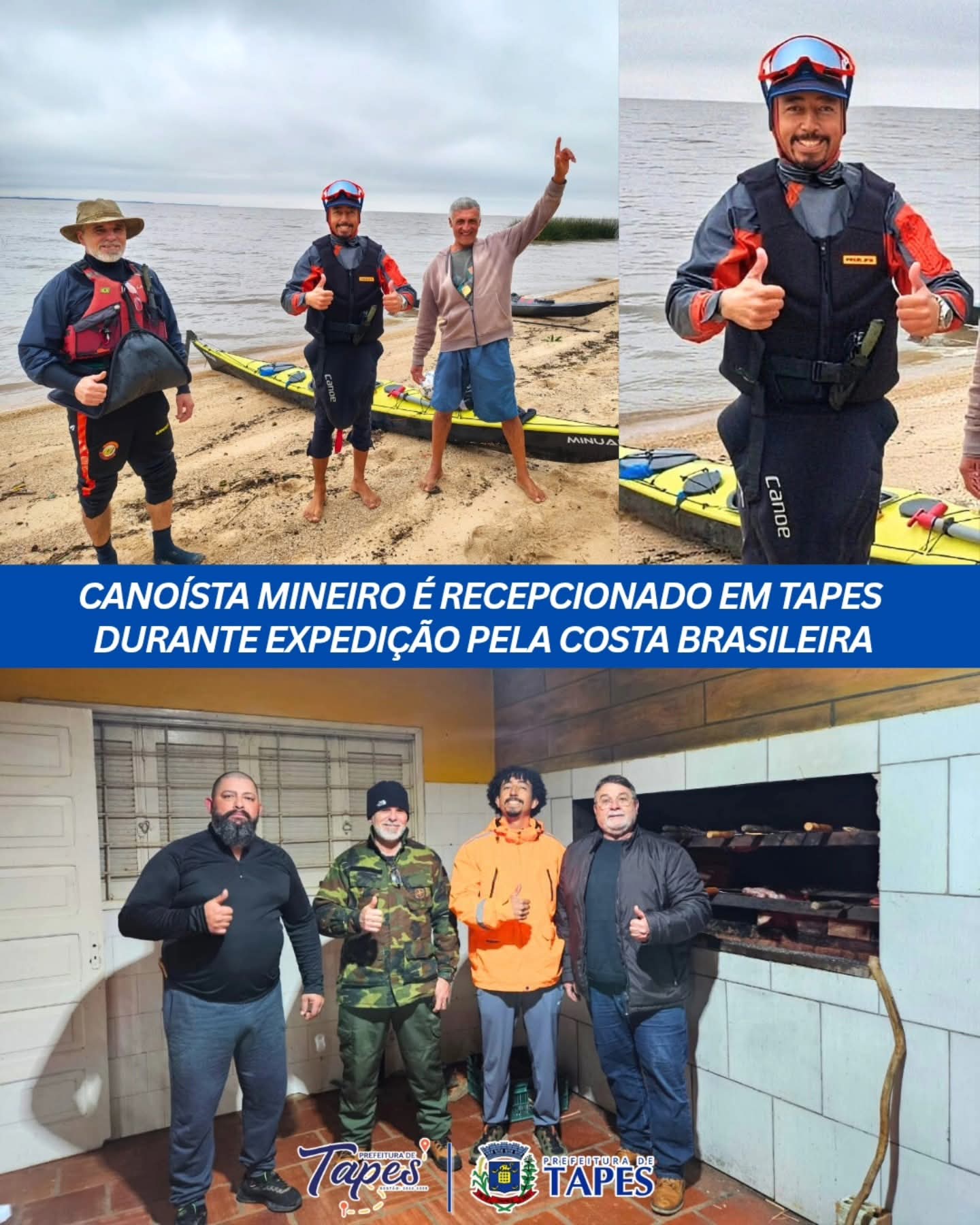 CANOÍSTA MINEIRO É RECEPCIONADO EM TAPES DURANTE EXPEDIÇÃO PELA COSTA BRASILEIRA
