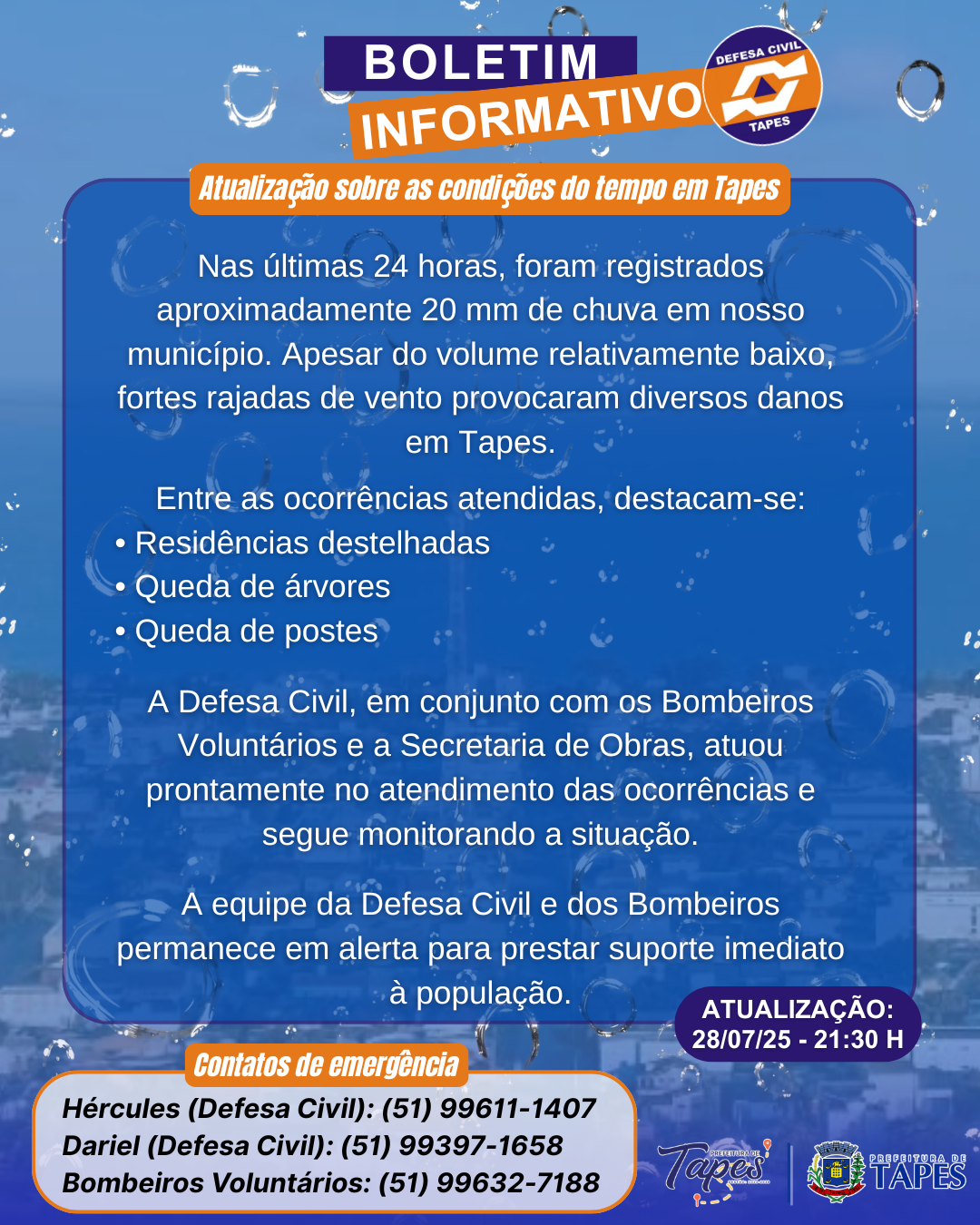 BOLETIM INFORMATIVO - ATUALIZADO EM 28/07/25 AS 21:30