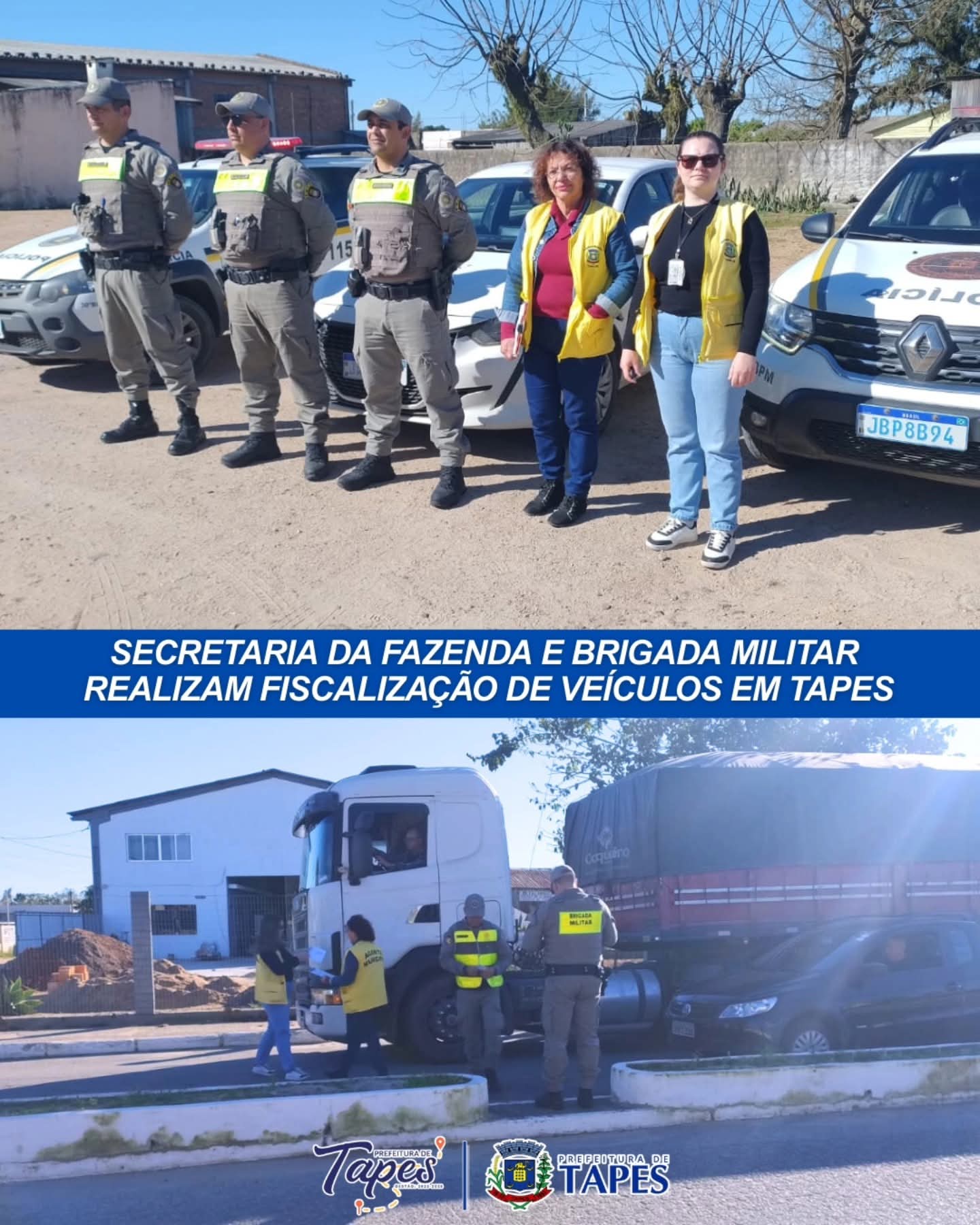 SECRETARIA DA FAZENDA E BRIGADA MILITAR REALIZAM FISCALIZAÇÃO DE VEÍCULOS EM TAPES