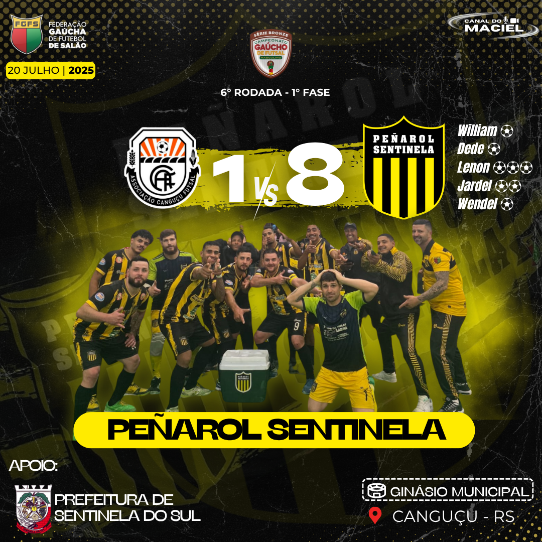 PENÃROL GOLEIA FORA DE CASA E GARANTE 2° LUGAR NO GRUPO, NO GAUCHÃO DE FUTSAL SÉRIE BRONZE