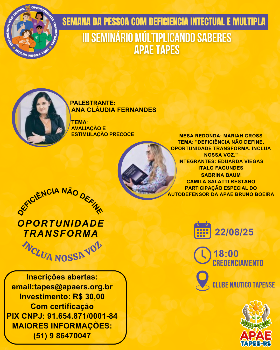 III SEMINÁRIO “MULTIPLICANDO SABERES” EM TAPES PROMOVE INCLUSÃO E CONSCIENTIZAÇÃO