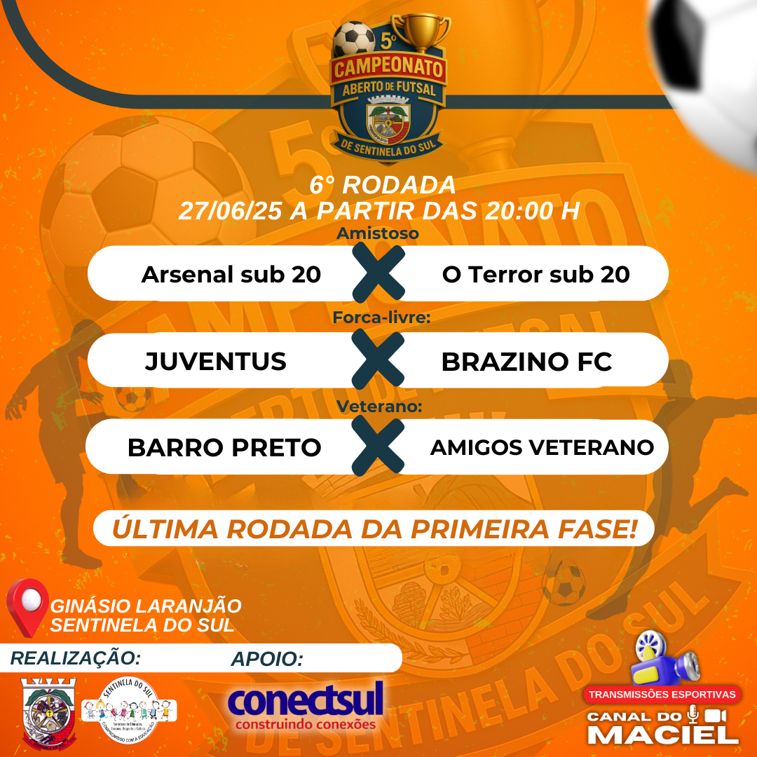 ÚLTIMA RODADA DA PRIMEIRA FASE DO 5° CAMPEONATO ABERTO DE FUTSAL DE SENTINELA DO SUL!