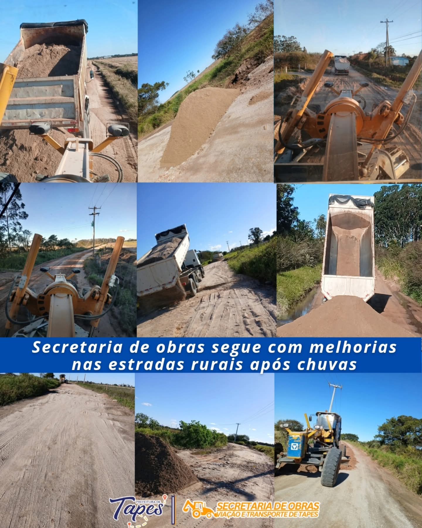 SECRETARIA DE OBRAS SEGUE COM MELHORIAS NAS ESTRADAS RURAIS APÓS CHUVAS