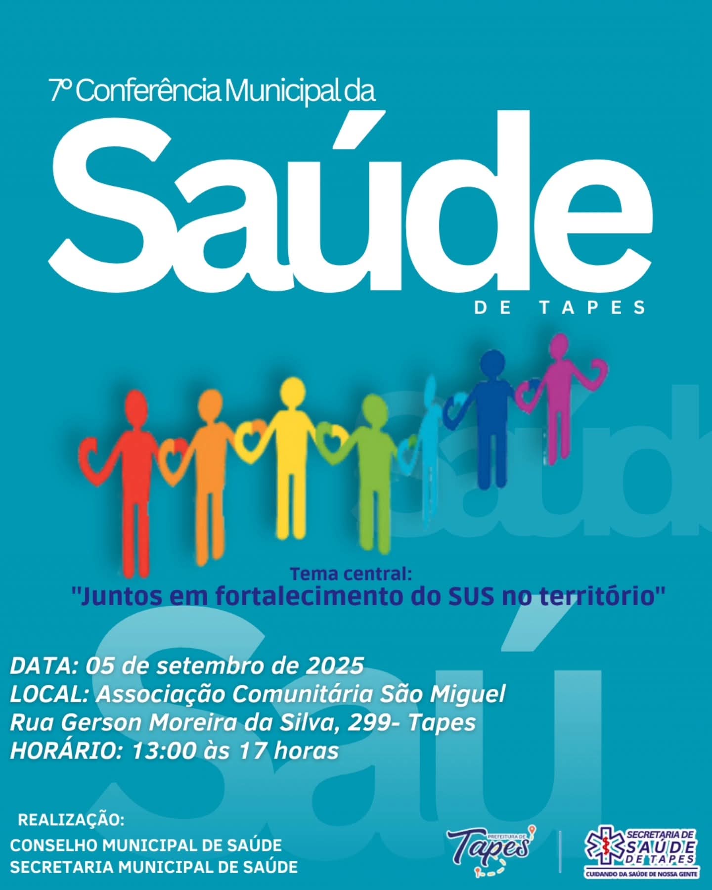 7ª CONFERÊNCIA MUNICIPAL DE SAÚDE DE TAPES ACONTECE NESTA SEXTA-FEIRA