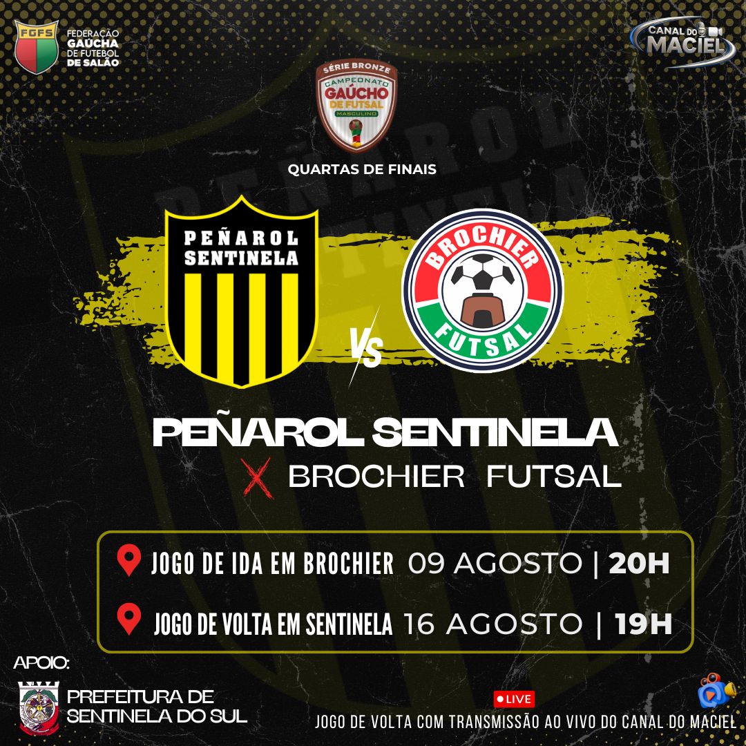 PENAROL SENTINELA ENFRENTA O BROCHIER NAS QUARTAS DE FINAIS COM DATAS E HORÁRIOS DEFINIDOS